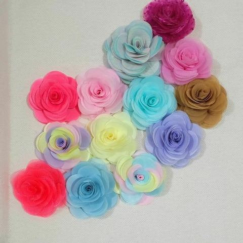 Flor organza luxo - 5cm