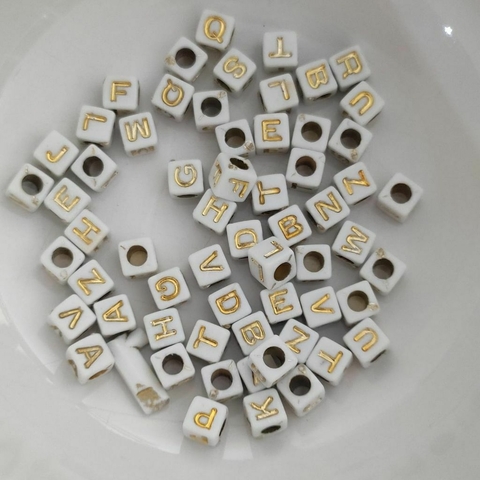 Miçanga Letras dourado Quadrado - Consoantes