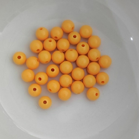 Miçanga Bolinha leitosa Amarelo Ouro (8mm)