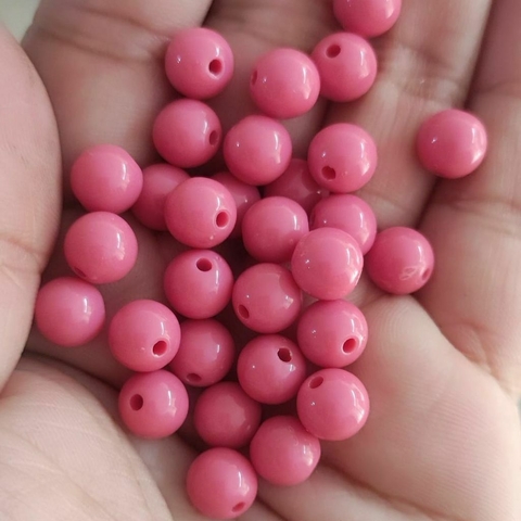 Miçanga Bolinha leitosa Rosa medio (8mm)