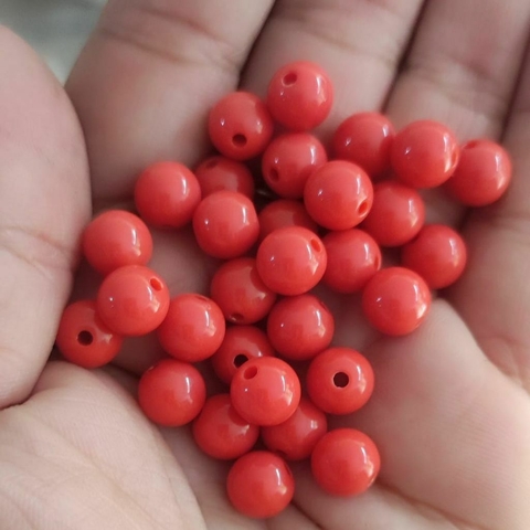 Miçanga Bolinha leitosa Coral (8mm)