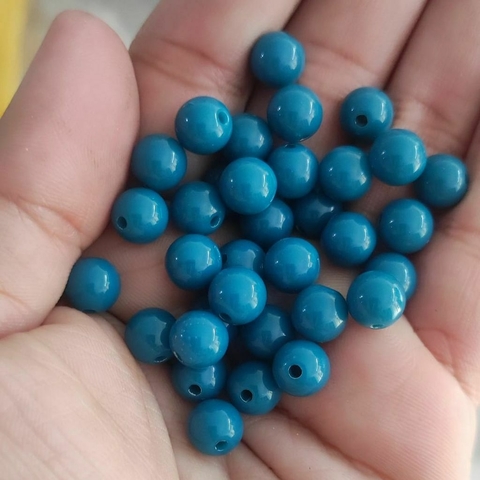 Miçanga Bolinha leitosa Azul Turquesa (8mm)