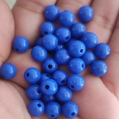 Miçanga Bolinha leitosa Azul Royal (8mm)