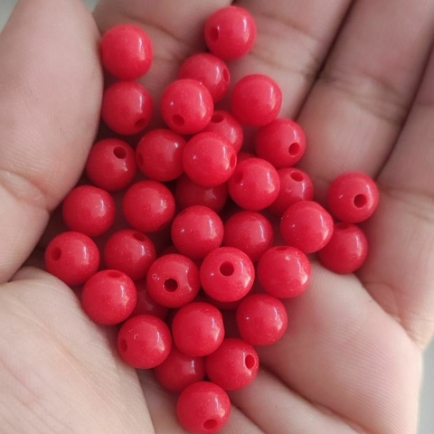 Miçanga Bolinha leitosa Vermelha (8mm)