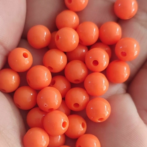 Miçanga Bolinha leitosa Laranja escuro (8mm)