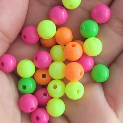 Miçanga Bolinha leitosa Colorido Neon (8mm)