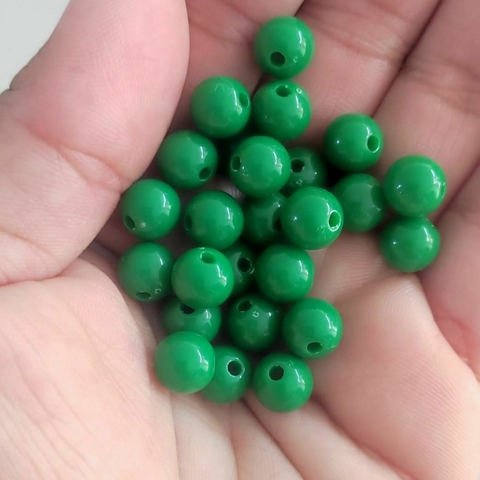 Miçanga Bolinha leitosa Verde escuro (8mm)