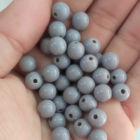Miçanga Bolinha leitosa Cinza escuro (8mm)