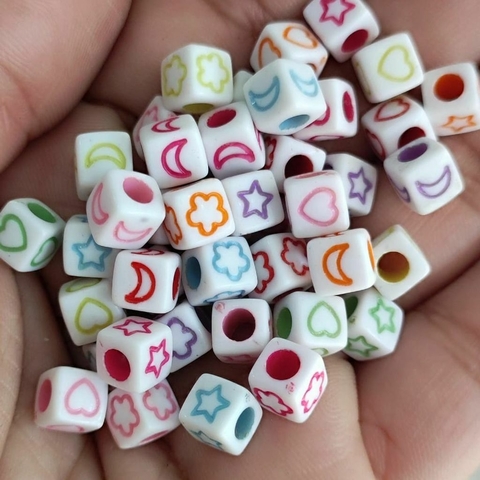 Miçanga infantil quadrada Lua Flor Coração Estrela