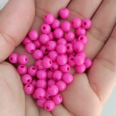 Miçanga Bolinha leitosa Rosa (6mm)