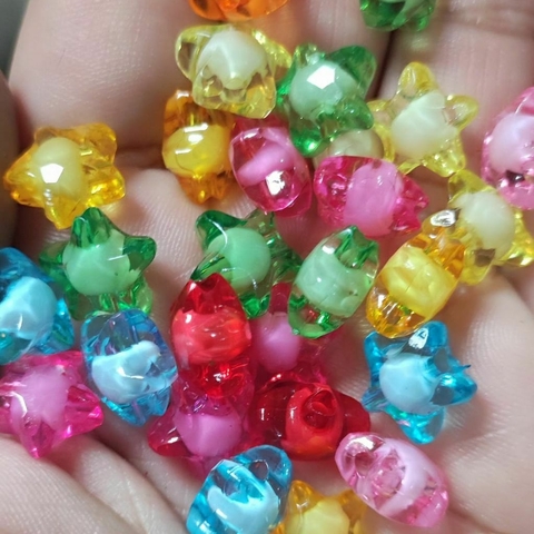 Miçanga Estrela Translúcida Tons Vibrantes