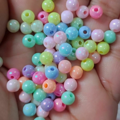 Miçanga Bola Colorida Candy Irisada 6mm