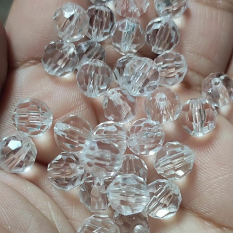 Miçanga Sextavada Transparente 8mm