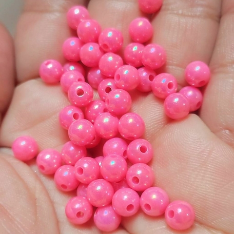 Perola Miçanga Pink irizada 6mm