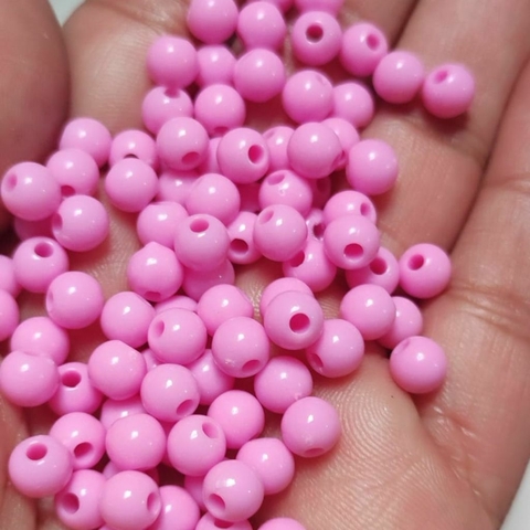 Miçanga Bolinha leitosa Rosa bebe (6mm)