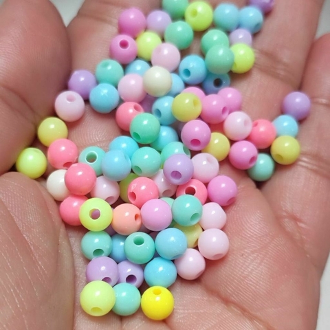 Miçanga Bolinha leitosa Colorido candy (6mm)