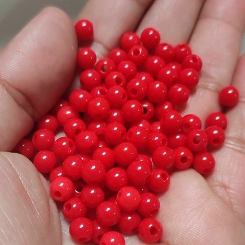 Miçanga Bolinha leitosa Vermelho (6mm)