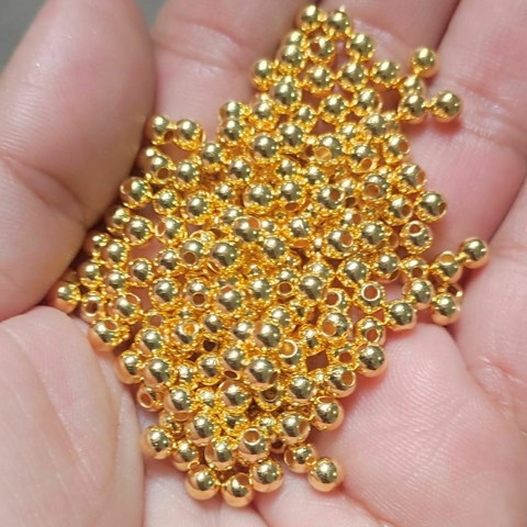 Perola Miçanga dourado 4mm