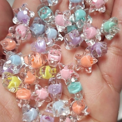 Miçanga Estrela translucida colorida candy