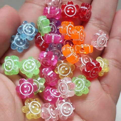 Miçanga Carinha feliz de flor colorido