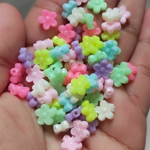 Miçanga mini florzinhas cores candy