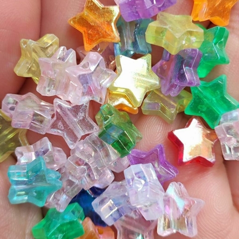 Miçanga Estrela translucida irizada com furo fino