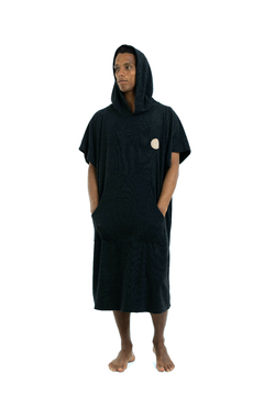Poncho Toalha Unisex Bolso - Preto - SURFCIENTE