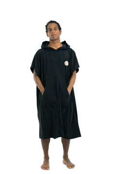 Poncho Toalha Unisex Bolso - Preto