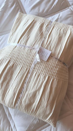 Cubrecama Queen Tusor Waffle OFF WHITE Nido De Abeja 100% Algodón - comprar online