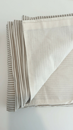 Funda de edredón reversible tusor MIL RAYAS BEIGE y lienzo - 100% algodón - estilovivohome