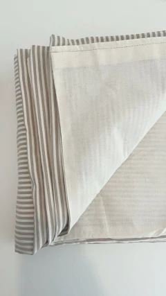 Funda de edredón reversible tusor QUEEN MIL RAYAS BEIGE y lienzo - 100% algodón - estilovivohome