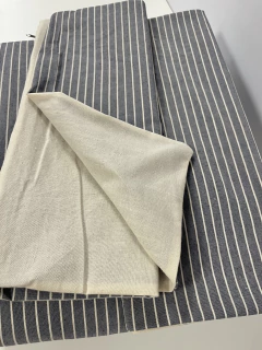 Funda de edredón reversible o cubrecama KING tusor BOSS azul rayitas blancas - estilovivohome