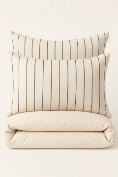 Funda de edredón piel de durazno NATURAL con funda de almohada MALLORCA PLOMO en internet