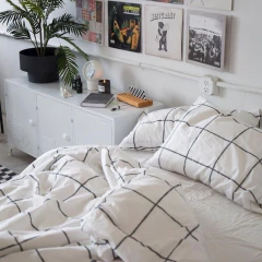 Funda de edredón reversible tusor TWIN CUADROS ZARA y lienzo - 100% algodón - estilovivohome