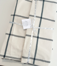 Funda de edredón reversible tusor CUADROS ZARA y lienzo - 100% algodón - estilovivohome