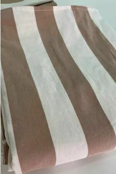 Funda de edredón reversible o cubrecama tusor RAYA ANCHA COCO y lienzo - 100% algodón - estilovivohome