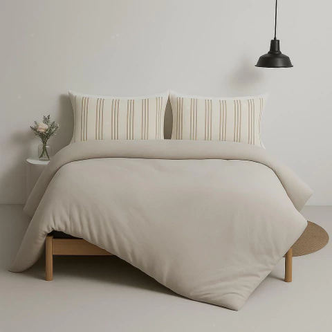 Funda de edredón piel de durazno QUEEN BEIGE/BEIGE con 2 fundas de almohada TOSCANA BEIGE - comprar online