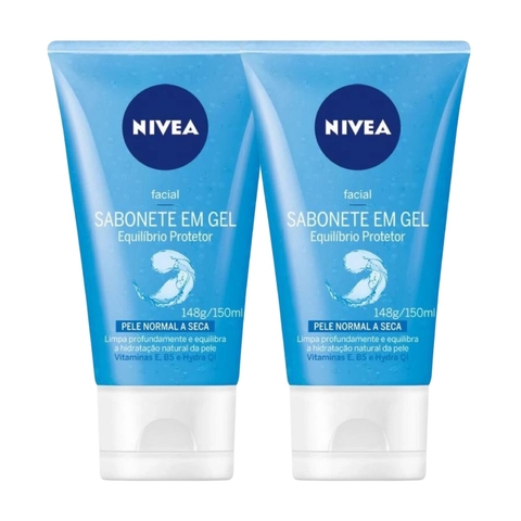 Kit c/ 2 Sabonetes Facial Gel Nivea Equilíbrio Nutritivo150g