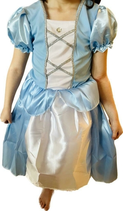 Disfraz Vestido Cenicienta Princesa Celeste para nenas excelente calidad