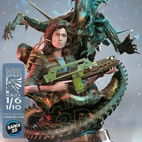 Ellen Ripley vs Xenomorph Queen Diorama [Alien] - Sanix - comprar online