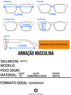 Óculos Armação Masculina AM296 - comprar online