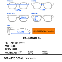 Óculos Armação Masculina AM311 na internet