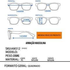 Óculos Armação Masculina AM312 - comprar online
