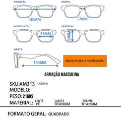 Óculos Armação Masculina AM313 - comprar online