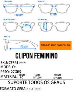 Armação Feminina + Clipon 2 em 1 CF361 - comprar online
