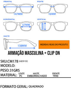 ARMAÇÃO MASCULINA + CLIPON 2 EM 1 CM178 na internet