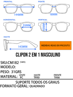 ARMAÇÃO DE ÓCULOS masculino clipon 2 em 1 CM182 na internet