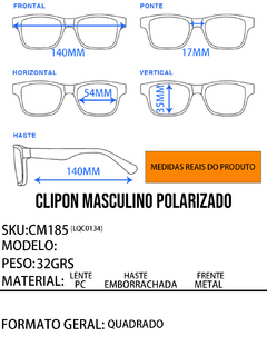 Armação Masculina + Clip On 2 Em 1 CM185 na internet