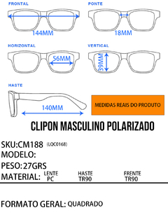 ARMAÇÃO MASCULINA + CLIPON 2 EM 1 CM188 - PRESENTEGOD