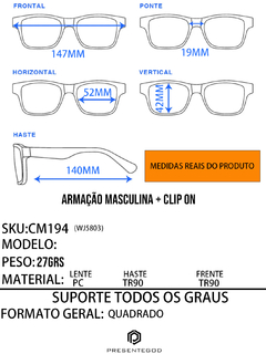 Imagem do Armação Masculina + Clip On 5 Em 1 CM191
